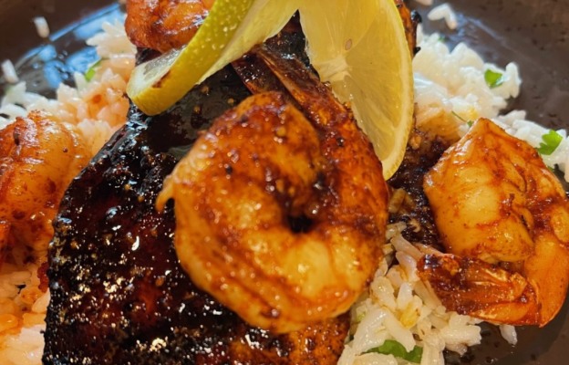 BLACKENED CAJUN SHRIMP AND SALMON 